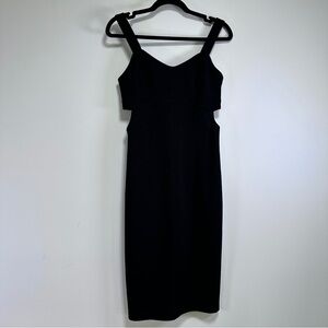 Black Cutout Bodycon Midi Dress – Sweetheart Neck Date Night Style – Size S